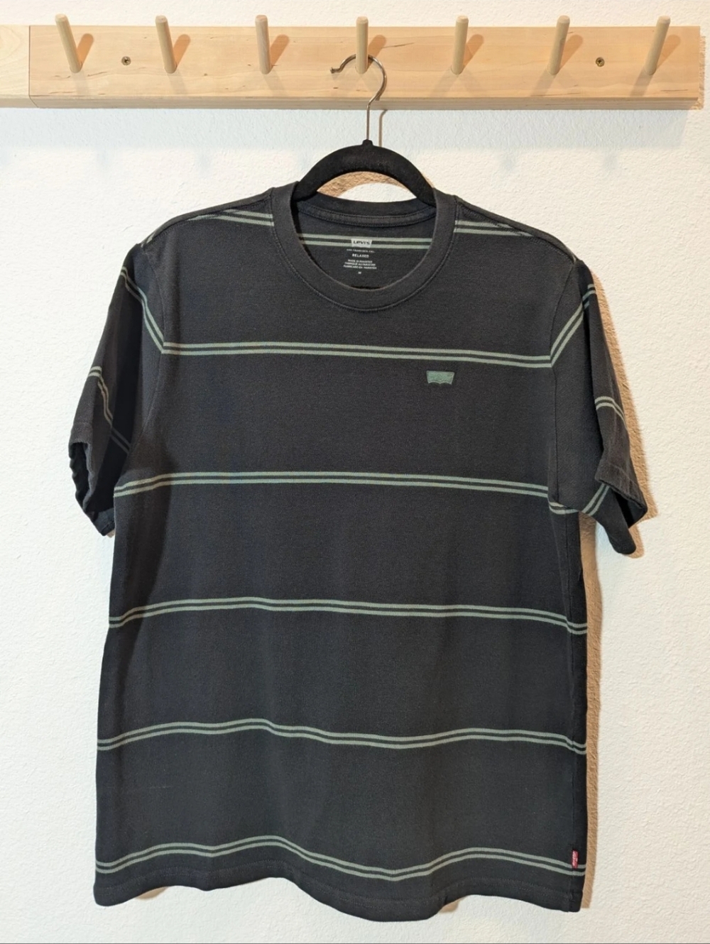 Levi's Black T-Shirt with Green Stripe